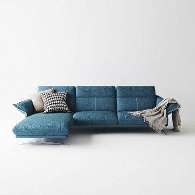 Stof L-vorm bank woonlandschap hoekbank set modern design blauw sofa nieuw