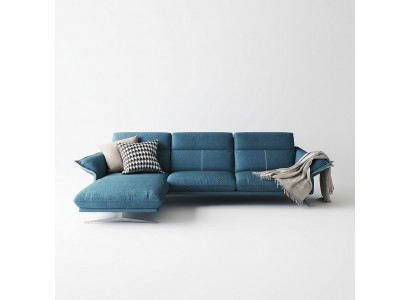 Stof L-vorm bank woonlandschap hoekbank set modern design blauw sofa nieuw