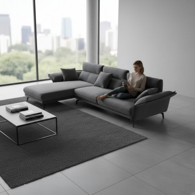 Bankstel Stof L-vorm Bank Woongebied Hoekbank Set Modern Ontwerp Bankstellen