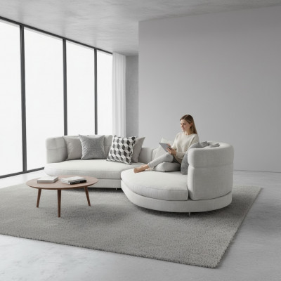 Ronde grote xxl bank 4 zits Luxe Italiaans design Ronde bank Luxe gestoffeerde banken