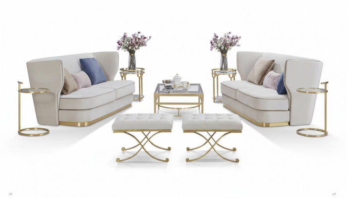 Bankstel 2-zits luxe designbank Nieuw Bankstel Luxe gestoffeerde banken Tweezitter Nieuw