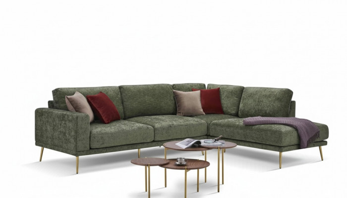 Ontwerp stof L-vorm bank woonlandschap hoekbank set moderne bank bekleding