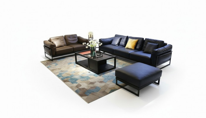 Exclusieve bankstel, 3+2 zits lederen hocker bekleding woonkamer set