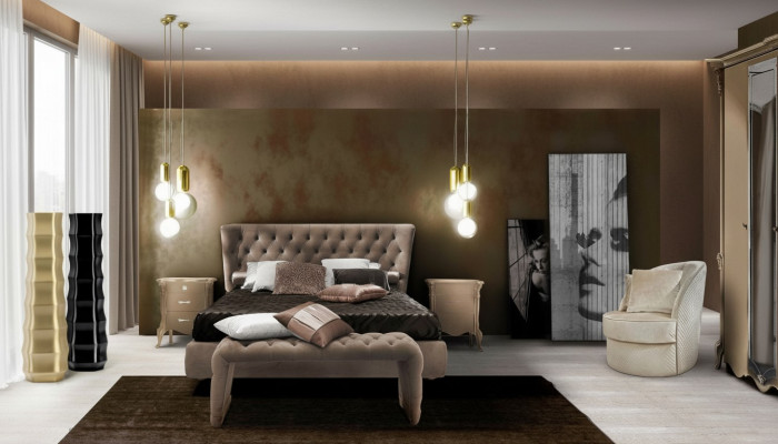 Luxe slaapkamerset 4-delig. Bed + 2x nachtkastje + krukje Modern design bedden massief hout