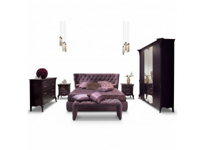 3-delige slaapkamer set Bed 2x Nachtkastje Console Dubbele gestoffeerde bedden Hotel