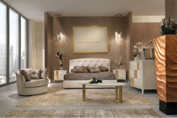 Italiaanse stijl meubels 4-delige set Bed + 2x nachtkastje + commode slaapkamer