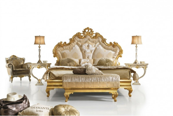 Klassiek bed barok rococo hotelbedden gestoffeerd tweepersoonsbed 180x200cm.