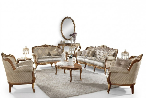 Sofa Barok Rococo Klassieke Driepersoonsbank 3-zitter Bank Beklede Banken Banken