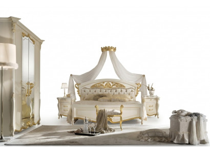 Italiaanse slaapkamer meubels Luxe design bed Dubbele bedden Goud