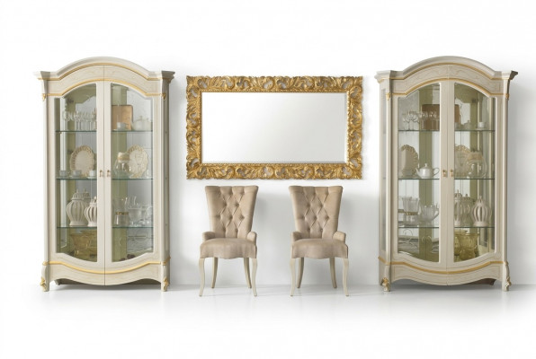 Klassieke woonkamer meubels Wit Goud Hout Etalagekast Kast Meubels