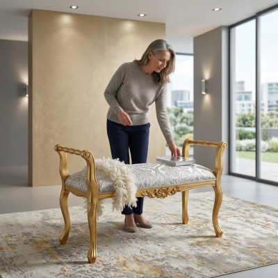 Klassieke voetenbank Chaise longue bijzettafel Ottomaanse bank Nieuw