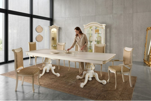 Klassieke tafel Eettafel Hout Eetkamerset 6x Stoel Set Stoelen Rugleuning Nieuw