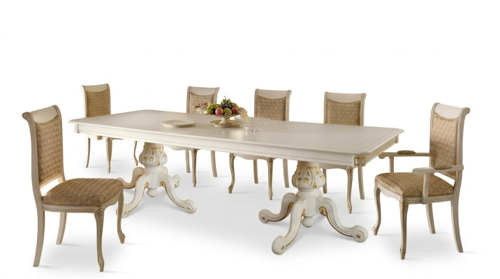 Klassieke tafel Eettafel Hout Eetkamerset 6x Stoel Set Stoelen Rugleuning Nieuw