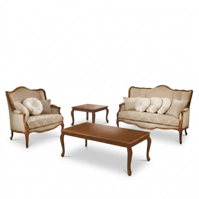 Bankstel 3+2 zits set Design bank bekleding banken bank Klassiek 2 delig Massief hout
