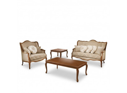 Bankstel 3+2 zits set Design bank bekleding banken bank Klassiek 2 delig Massief hout