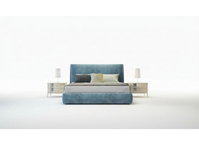 Ontwerperbed met gestoffeerd design, luxe tweepersoons hotelbedden slaapkamer.