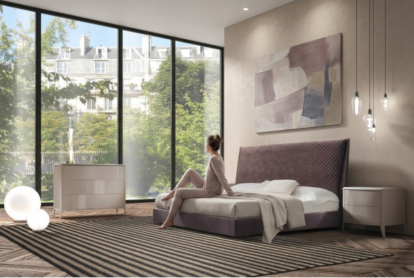 Bed + 2x bedside table 3 piece. Bedroom set design Modern Luxury Italy Furniture new