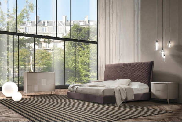 Bed + 2x bedside table 3 piece. Bedroom set design Modern Luxury Italy Furniture new