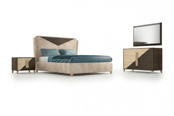 Slaapkamer 3-delige set Bed 2x bedden Nachtkastje Console Dubbel Hotel
