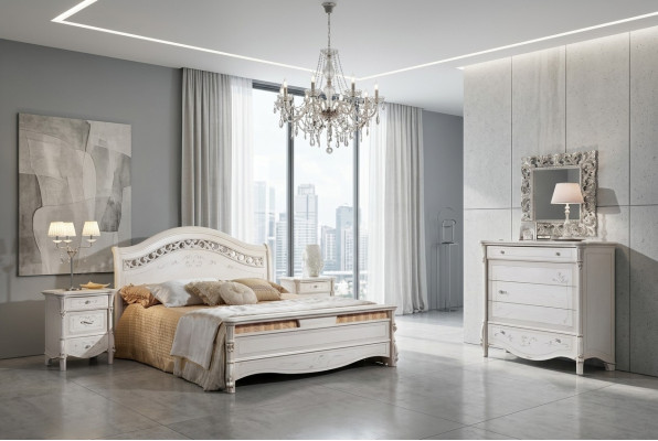 Luxe slaapkamer set 4-delig. Bed + 2 nachtkastjes + ladekast Modern design bedden massief hout