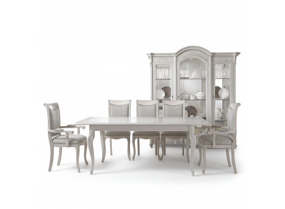 Italiaanse eetkamer meubelset Eetkamergroep Vitrine Tafel 6x Stoelen 8-delig.