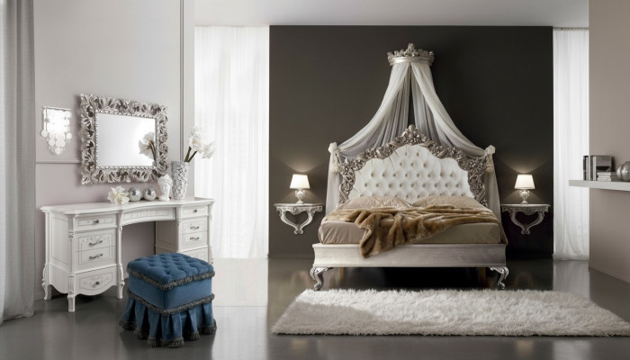 Bed + 2x bedside table 3 pcs. Bedroom set Design Modern Luxury Chesterfield