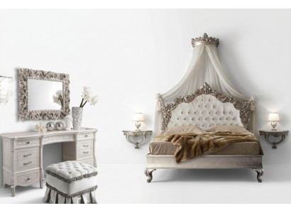 Bed + 2x bedside table 3 pcs. Bedroom set Design Modern Luxury Chesterfield