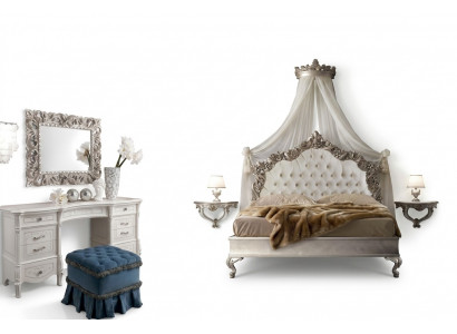 Kaptafel + Spiegel + Krukje Edel dressoir Slaapkamer commode Barok Rococo