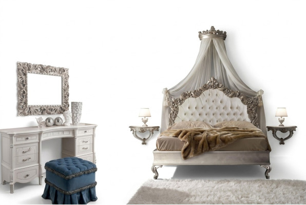 Slaapkamer Compleet Set Koninklijk Barok Bed Kaptafel Nachtkastje 6-delig.