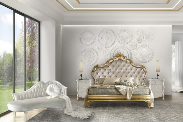 3-delige slaapkamerset Bed 2x nachtkastje Console Bedden Dubbel Hotel Bekleding