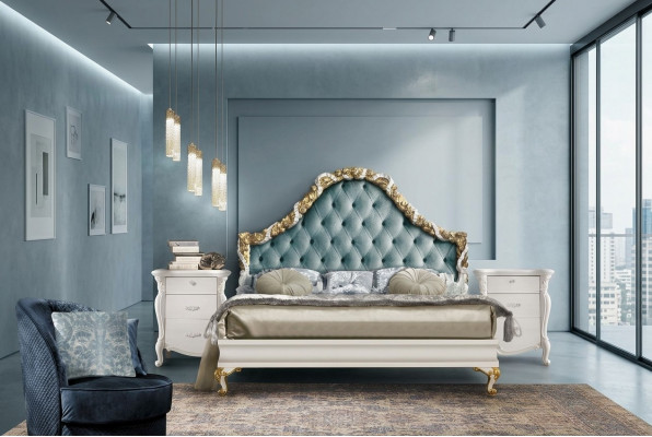 3-delige slaapkamerset Bed 2x Nachtkastje Console Hotelbedden Dubbel Gestoffeerd