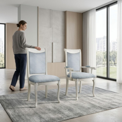 Woonkamerstoel ontwerp eetkamer houten stoelen gestoffeerd met armleuning barok rokoko -> Woonkamerstoel ontwerp eetkamer houten stoelen gestoffeerd met armleuning barok rococo