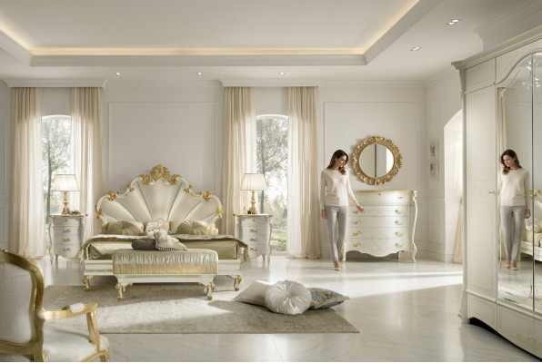 Klassiek bed barok rococo hotelbedden gestoffeerd bed tweepersoonsbed Italiaanse meubels