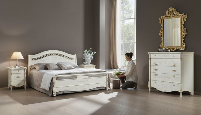 Slaapkamer set Bed + 2x Nachtkastje Luxe Bedden Dubbele Hotelbedden