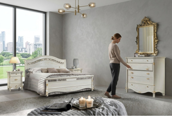 Klassiek bed Tweepersoonsbed Bedden Slaapkamer Hout Italiaanse meubels