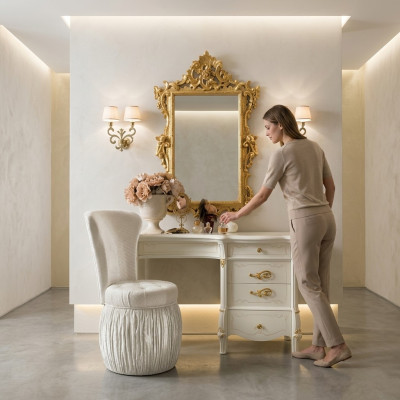 Kaptafel Spiegel Kruk Dressoir Slaapkamer Commode Barok Rococo 3-delig nieuw