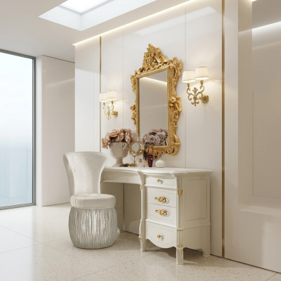 Klassieke kaptafel met spiegel Luxe console dressoir Slaapkamer Barok