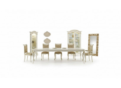 Eetkamer set 9-delig Eettafel 6x stoelen Vitrinekast Vitrines Massief hout