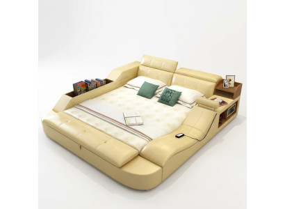 Multifunctioneel bed luxe ontwerp lederen bedden dubbel decoratief rek 180x200cm