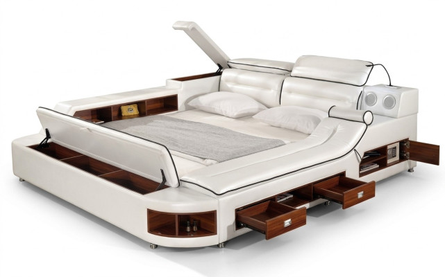 Luxe bed met leren bedden 180x200 multifunctioneel slaapkamerbed.