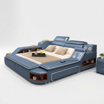 Leder bed Bedden Bekleding Dubbel Multifunctioneel 180x200 Leder bedframe
