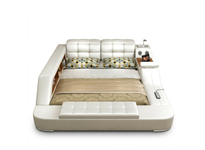 Bed multifunctional shelf cabinet USB charging station decoration double leather beds