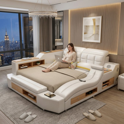 Functie Bed Tweepersoonsbed Lederen bedden Lederen Gestoffeerd Slaapkamer Huwelijk