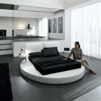 Rond Bed Rond Design Bedden Leren Tweepersoons Hotel Frame Luxe Slaap