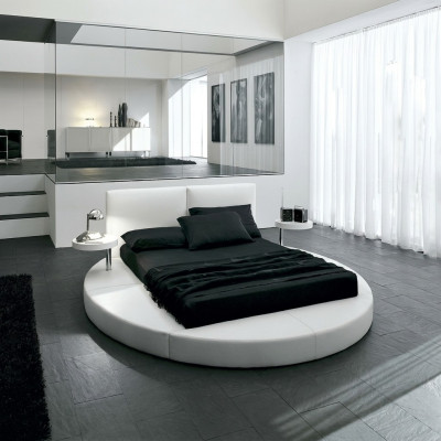 Rond Bed Rond Design Bedden Leren Tweepersoons Hotel Frame Luxe Slaap