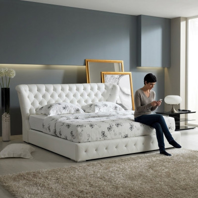 Ontwerper bed Chesterfield leer hotelbedden dubbele luxe slaapkamer
