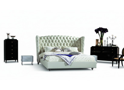 Luxe designbed Chesterfield lederen bed gestoffeerd bed slaapkamer huwelijk