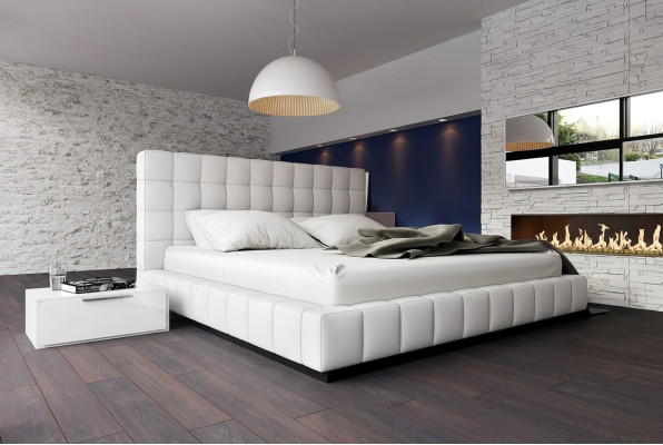 Ontwerper gestoffeerd bed bed Wit bed lederen bed tweepersoonsbed echtelijk bed designbed