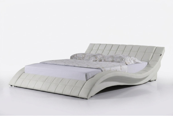 Ontwerper gestoffeerd bed Wit Bed Bedden Lederen bed Tweepersoonsbed Huwelijksbed Designerbed
