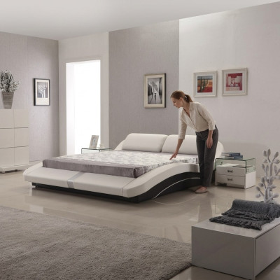 Luxe leren design gestoffeerde bedden dubbel modern bed huwelijksdecor exclusief